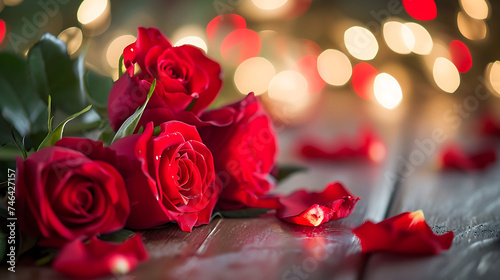 red roses with bokeh valentine s setting with red roses