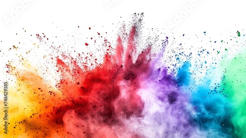 Colorful Holi powder on white background