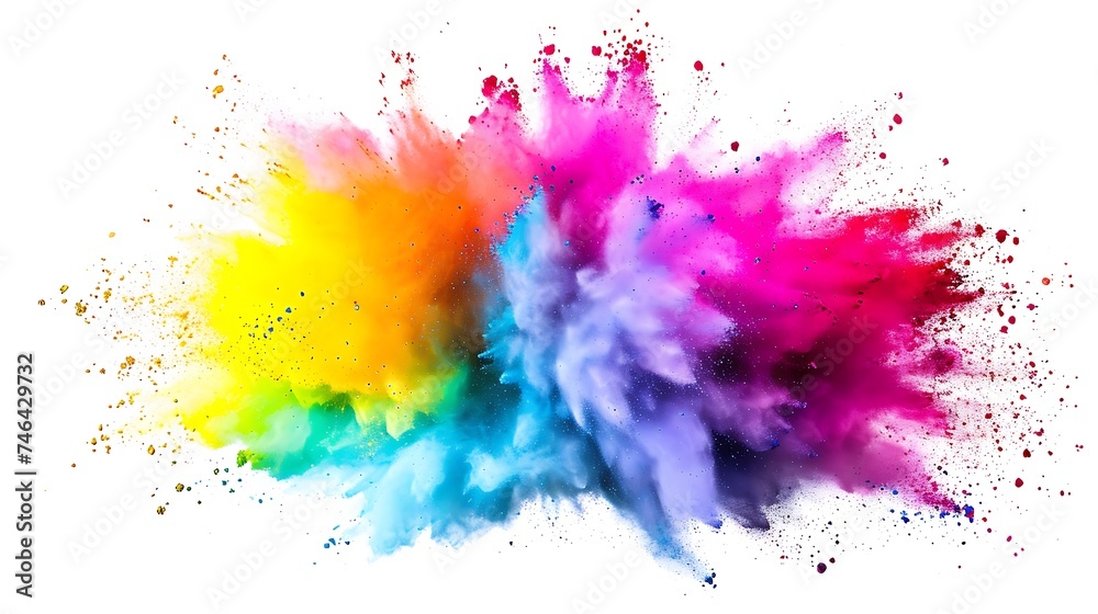 Fototapeta premium Colorful Holi powder on white background