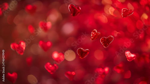 Happy valentines day shiny hearts bokeh background