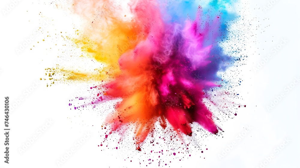 Fototapeta premium Colorful Holi powder on white background