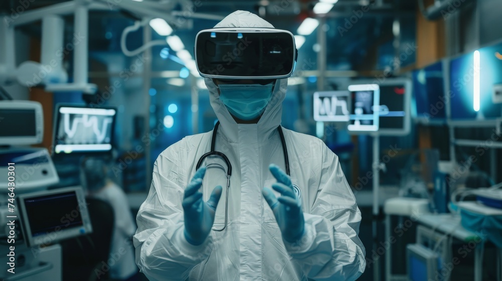 Digital healthcare and medical remote doctor technology concept AI metaverse doctor optimize patient care medicine pharmaceuticals biologics treatment examination diagnosis, doctor working with VR Digital healthcare and medical remote doctor technology concept AI metaverse doctor optimize patient care medicine pharmaceuticals biologics treatment examination diagnosis, doctor working with VR