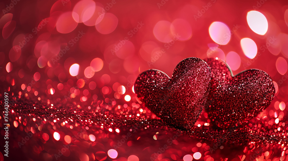 Happy valentines day shiny hearts bokeh background
