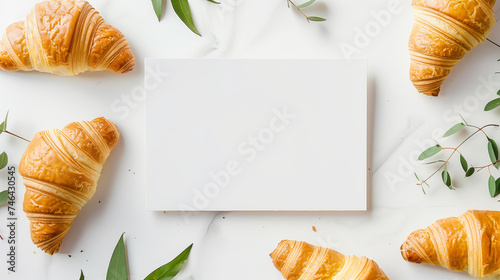 Croissant background with white board in the middle © Graphic Grow