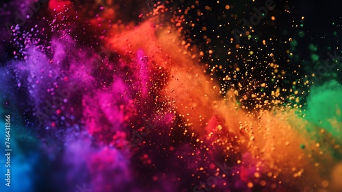 Colorful Holi powder on dark backdrop © Irfan Hameed