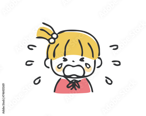 大泣きする女の子のイラスト　癇癪