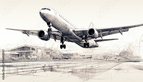 Airplane taking off from the airport