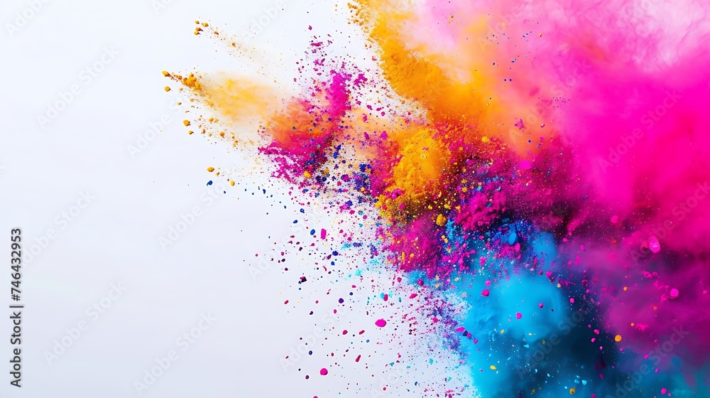 Fototapeta premium Colorful Holi powder on white background