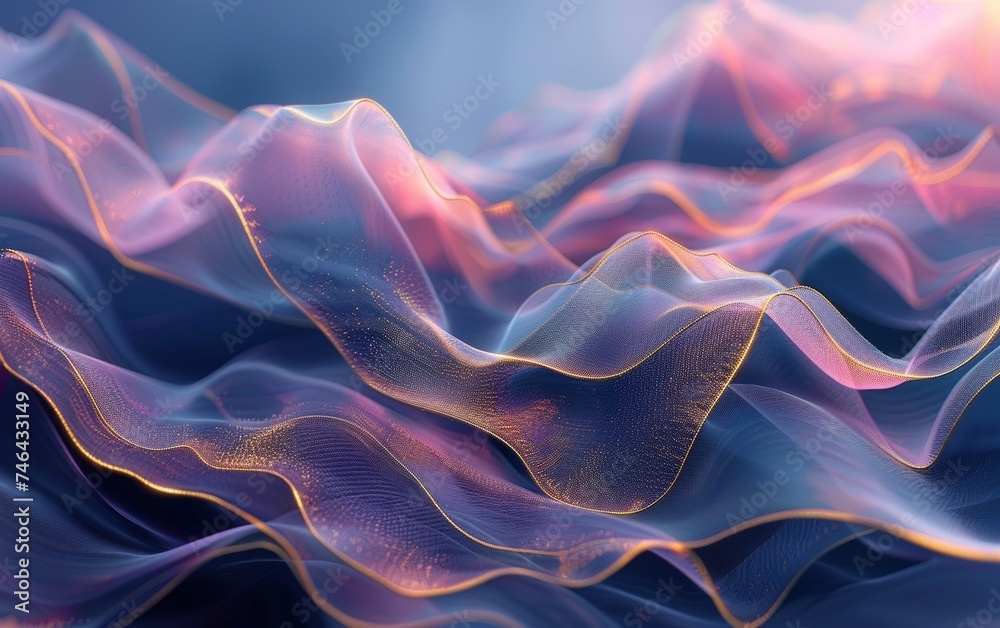 Obraz premium Digital Silk Waves, 3D Render of Abstract Fabric