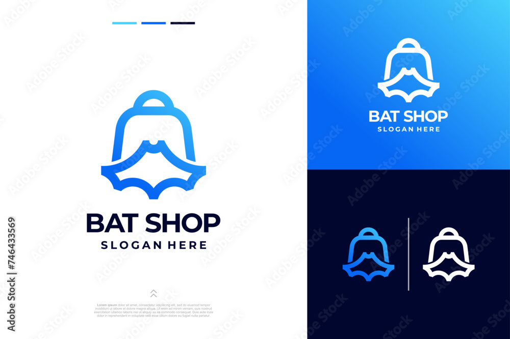Fototapeta premium Bat shop bag combine modern logo design