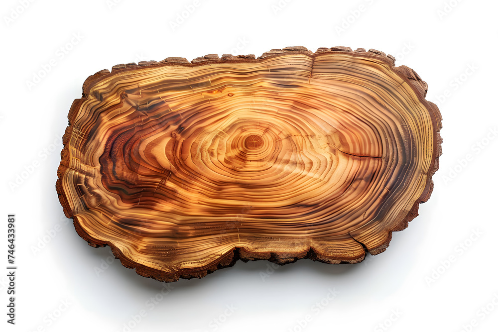 Natural Wood Slab top view isolated on white background Natural Wood Slab top view isolated on white background