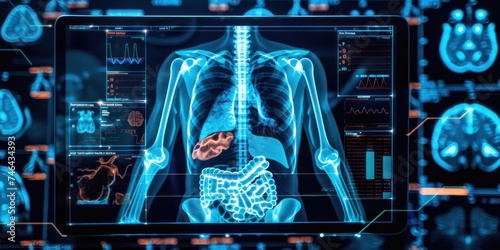 x ray of human body on computer screen  photo