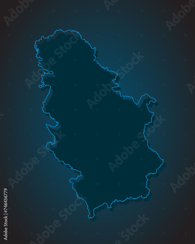 Vector map Serbia on the radar screen