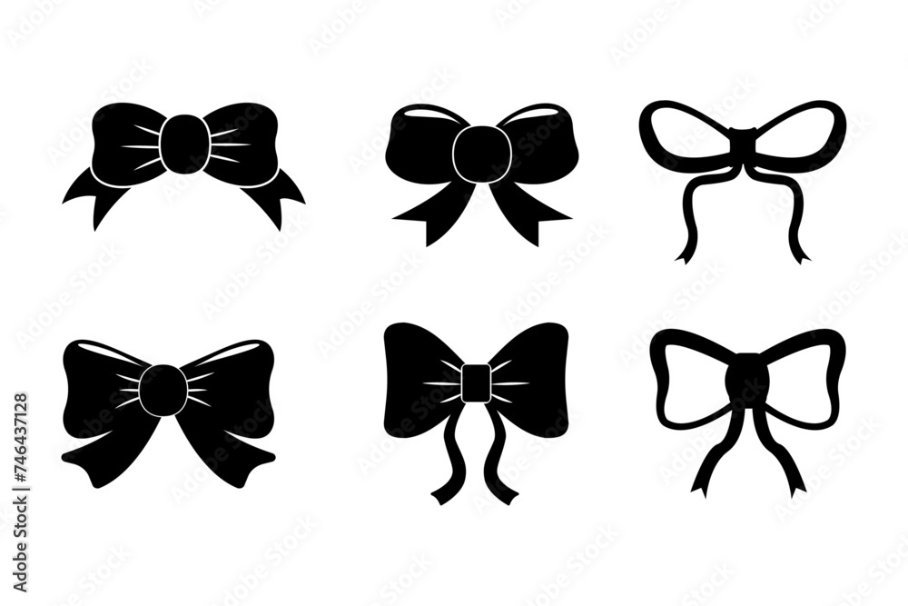 Black Silhouettes Tie Bow Set.