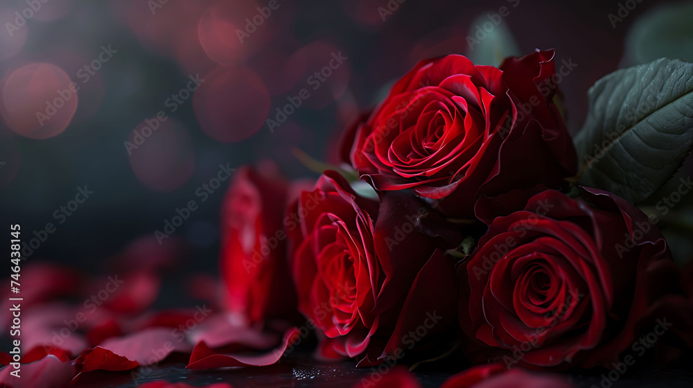 Composition for valentine39s day with a bouquet of roses Composition for valentine39s day with a bouquet of roses