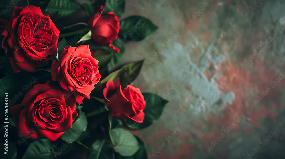 Composition for valentine39s day with a bouquet of roses Composition for valentine39s day with a bouquet of roses