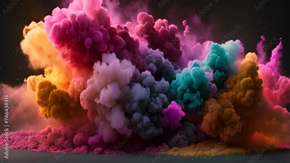 Color powder explosion on black background