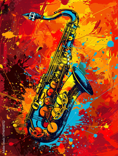 Jazzige Impressionen: Illustration mit Saxophon für Flyer- und Plakatdesigns