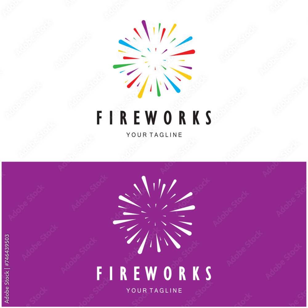Fireworks logo design with creative colorful sparks in modern style.logo for business,brand,celebration,fireworks,firecrackers