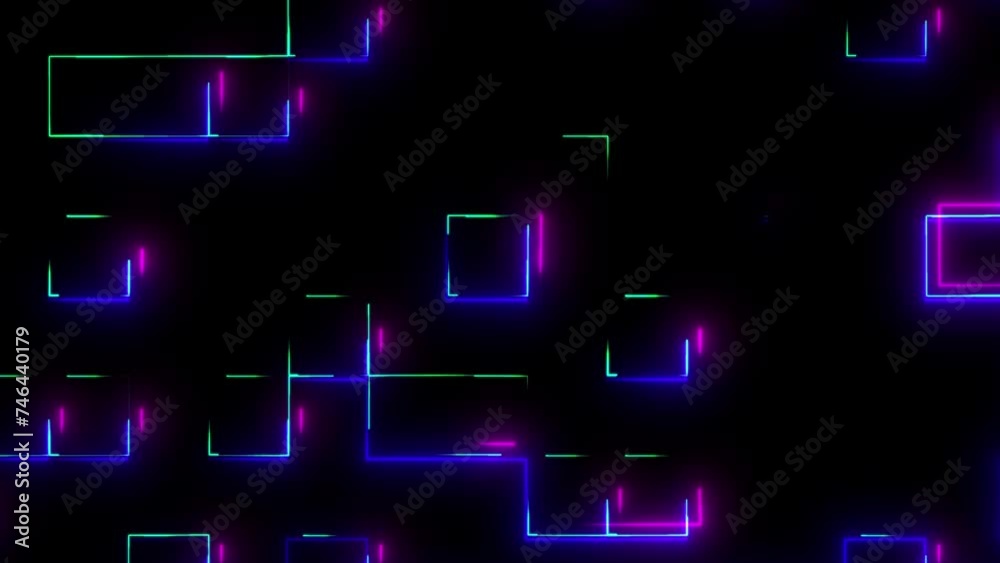 Dynamic colored neon lines on a black background. 4k video for your project. Dynamic colored neon lines on a black background. 4k video for your project.
