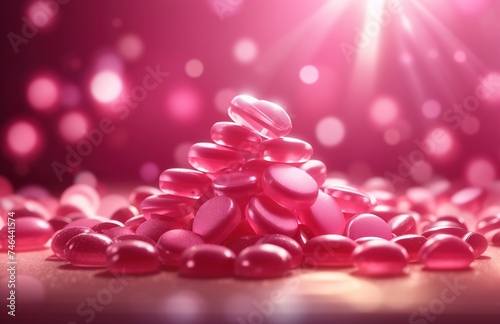 Pile of pink candies, food illustration