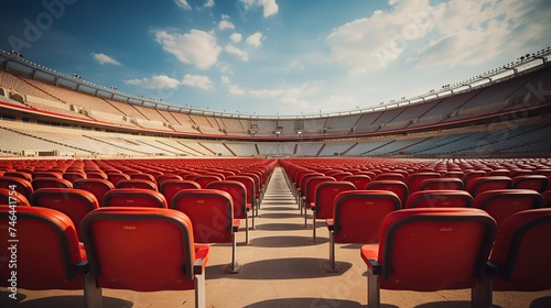 Seats of tribune on sport stadium empty outdoor arena Generative AI