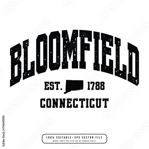 Bloomfield text effect vector. Editable college t-shirt design printable text effect vector photo