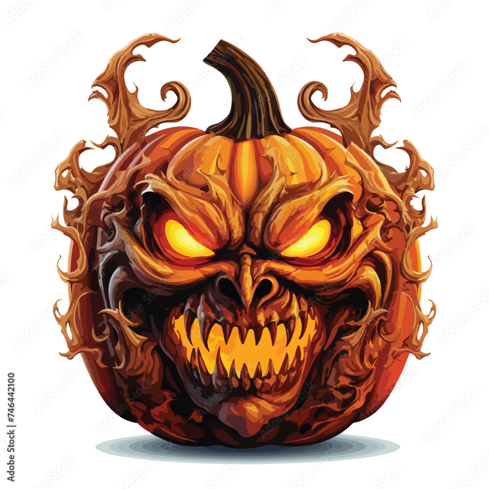 Evil Carved Pumpkin Clipart  isolated on white background
