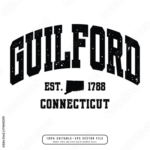 Guilford text effect vector. Editable college t-shirt design printable text effect vector photo