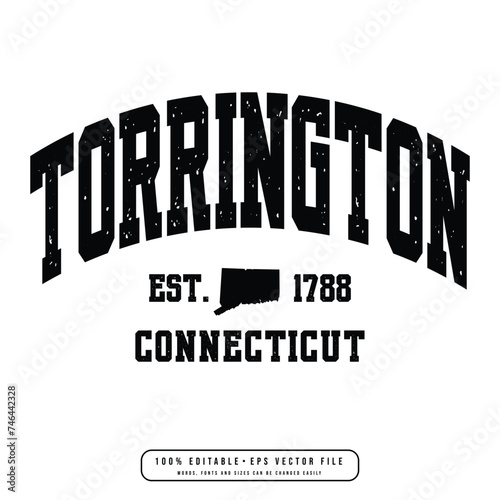 Torrington text effect vector. Editable college t-shirt design printable text effect vector photo