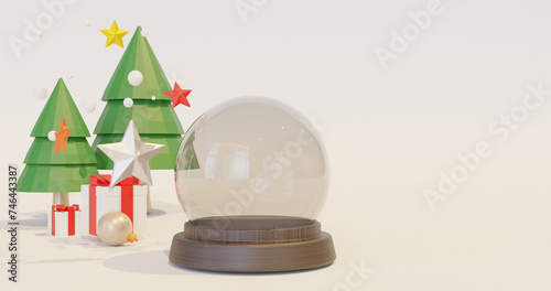 christmas 3D rendering minimal item of cycle glass dome