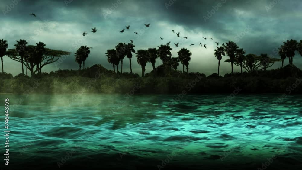 Island Beach Jungle Intro 2D Animation, adventure type animation suitable for a TV Ident or broadcast