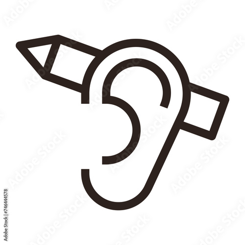 Pencil behind ear, creativity symbol photo