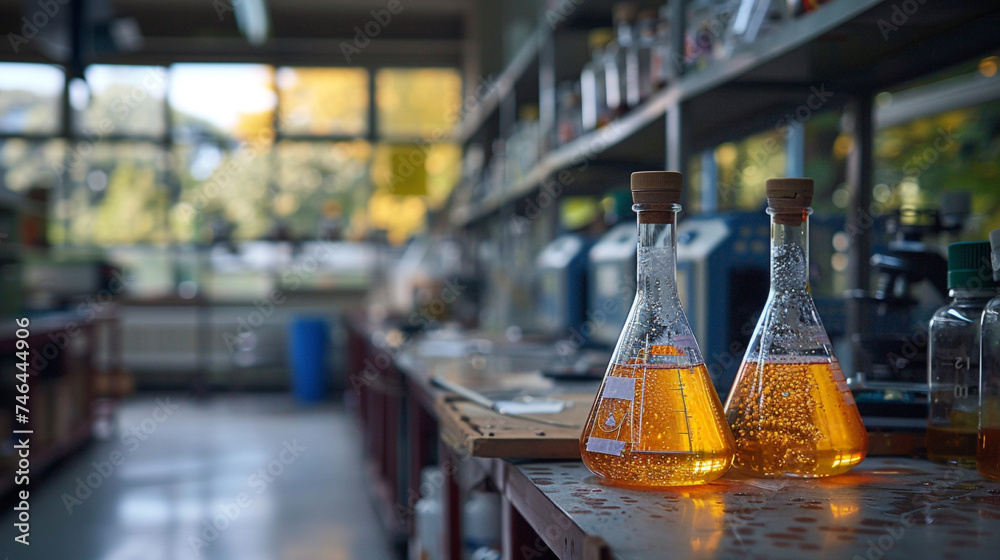 Beaker in science laboratory.