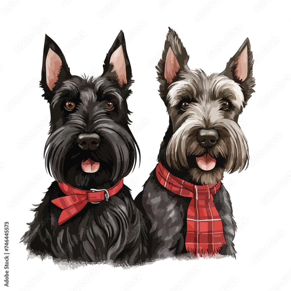 Scottish Terriers Clipart  isolated on white background