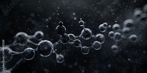 Glassy DNA molecule model against black background, shallow focus. 