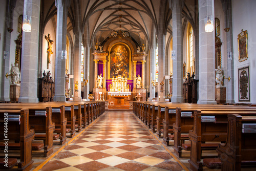Inside of the church of St. Phillipus und Jakobus, Altotting,, Bavaria, Germany © Julia