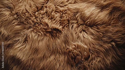Brown sheepskin fur texture background.