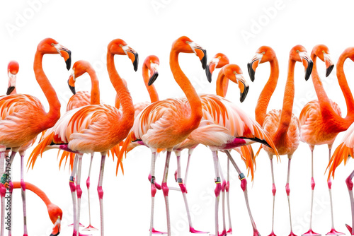 Flamingos Stand on One Leg Isolated On Transparent Background