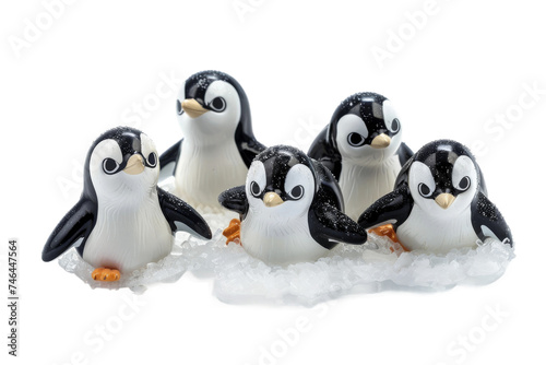 The Joyful Antics of Penguins on Ice Isolated On Transparent Background