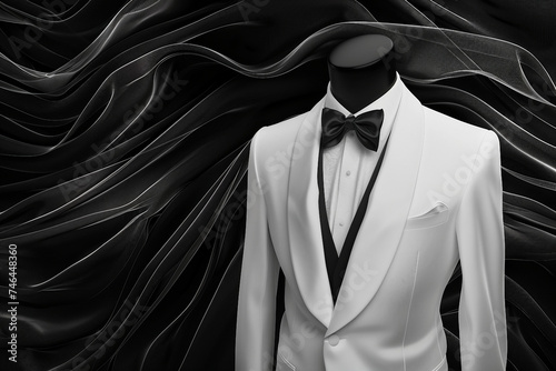 Special Occasions White Tuxedo Suit for Men on Abstract Black Background