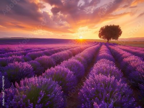 A field of lavender at dusk  a beautiful blend of visual appeal and emotional impact