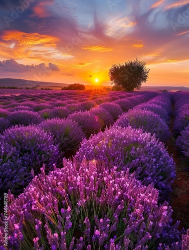 A field of lavender at dusk  a beautiful blend of visual appeal and emotional impact