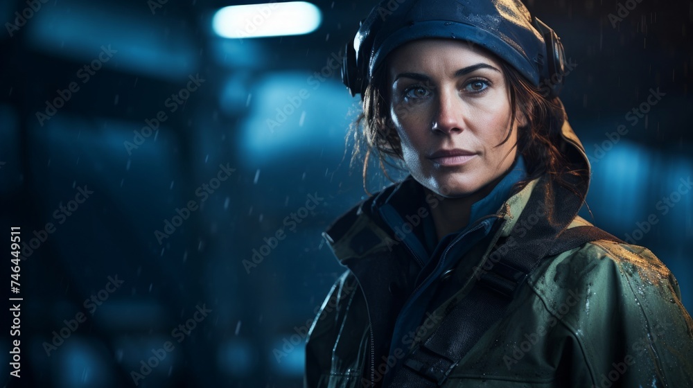 Resilient captain in oilskin coat Resilient captain in oilskin coat