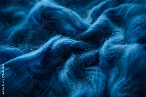 Cerulean Fibers: Closeup View of Blue Felting Wool Creating a Textured Background photo