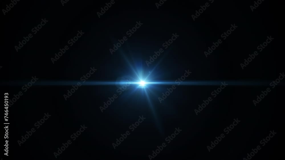 Abstract loop center flickering glow blue star optical shine light lens flares animation on black background. 4K seamless loop dynamic kinetic bright star light rays effect. Abstract loop center flickering glow blue star optical shine light lens flares animation on black background. 4K seamless loop dynamic kinetic bright star light rays effect.