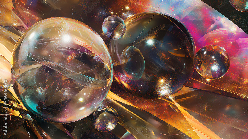 Splashes of bright paint on the canvas. Universe in mesmerizing glitch art, striking metallic hues, shapes and orbs. Fantasy background Splashes of bright paint on the canvas. Universe in mesmerizing glitch art, striking metallic hues, shapes and orbs. Fantasy background