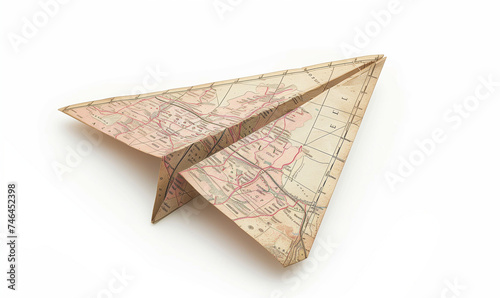 Vintage Historical Map folded up to Paper Plane