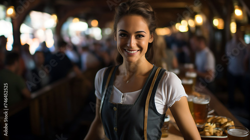 Girl waitress at Oktober Fest photo