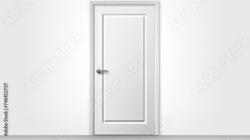 White door on a white wall. Illustration.
